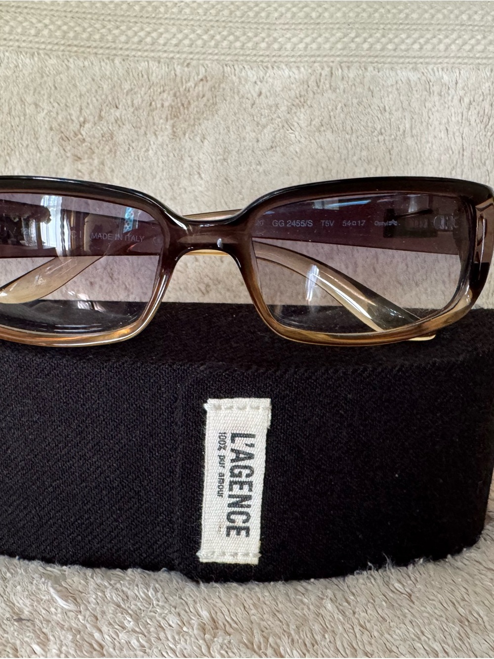 Gucci Brown Ombre Rectangular Sunglasses